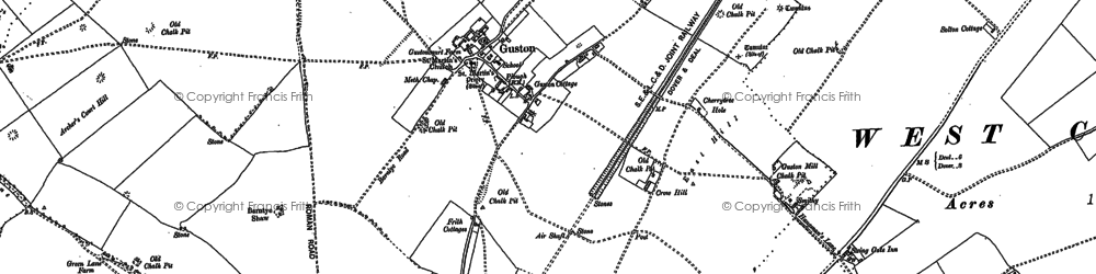 Old map of Guston in 1906