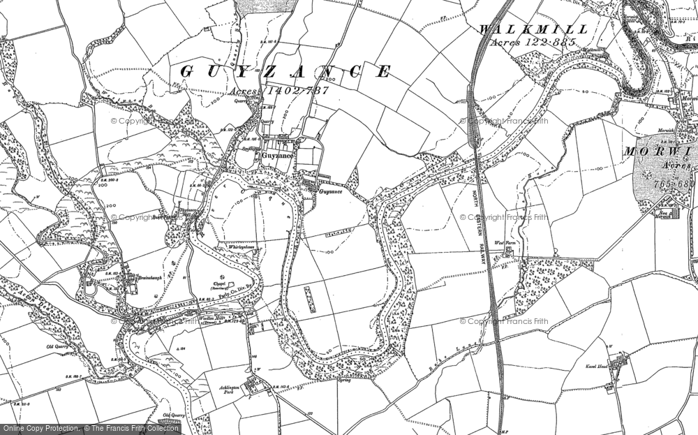 Old Map of Historic Map covering Brainshaugh in 1896