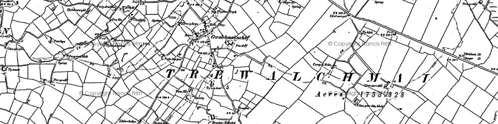 Old map of Bryniau-ednyfed in 1887