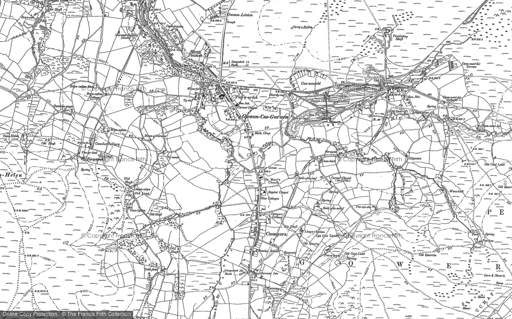 Old Map of Historic Map covering Baily Glas Uchaf in 1905