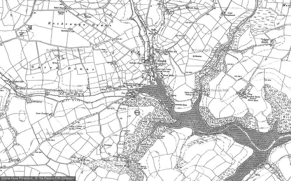 Old Map of Historic Map covering Bonallack Barton in 1906