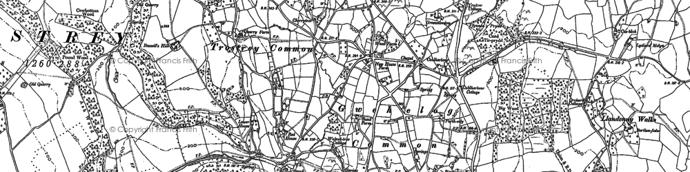 Old map of Gwehelog in 1899