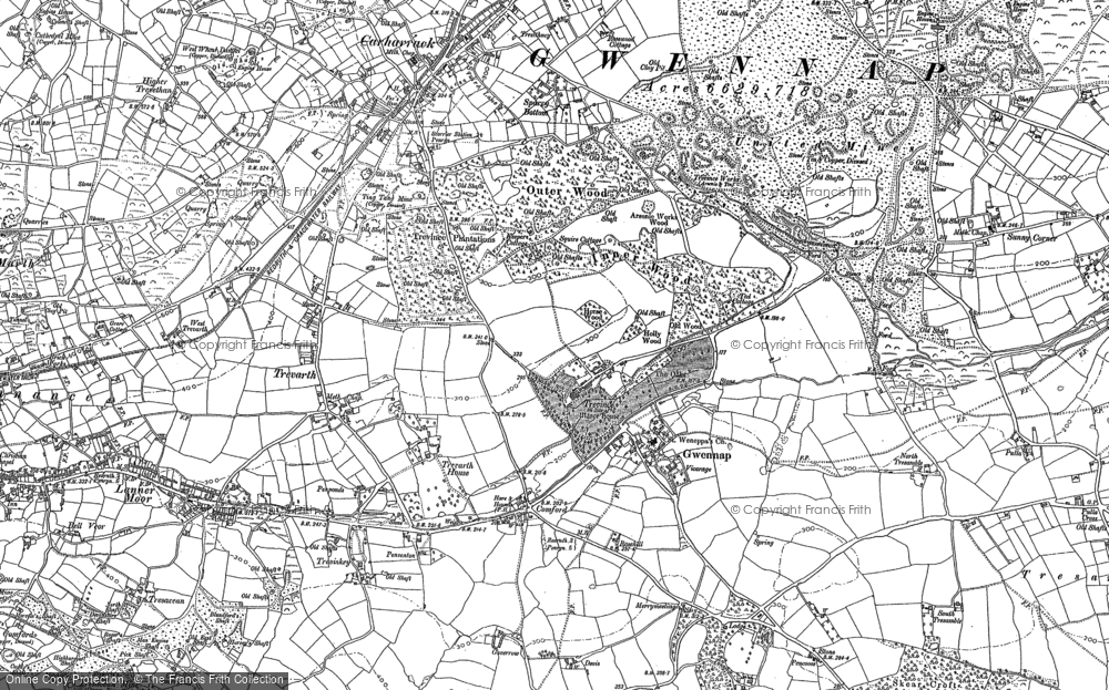 Old Map of Gwennap, 1878 - 1879 in 1878