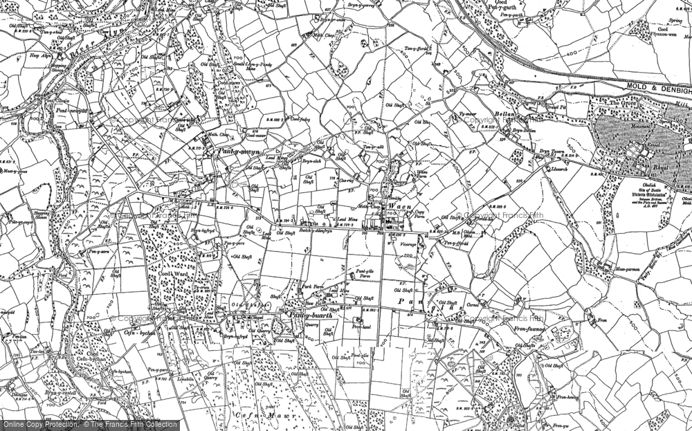 Old Map of Gwernaffield, 1898 - 1910 in 1898