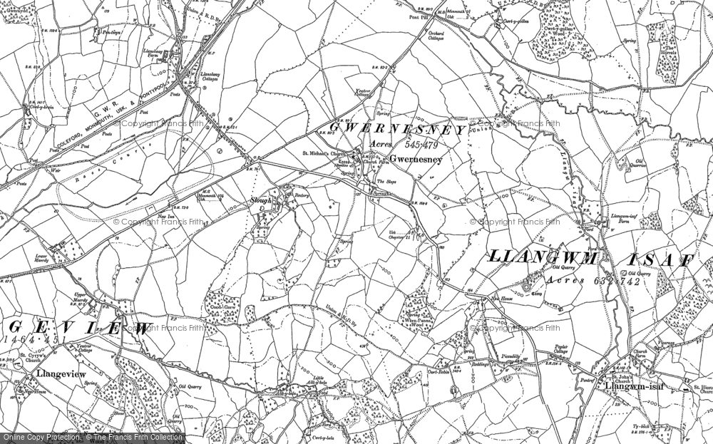 Old Map of Gwernesney, 1899 in 1899