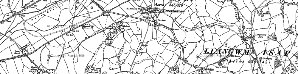 Old map of Gwernesney in 1899