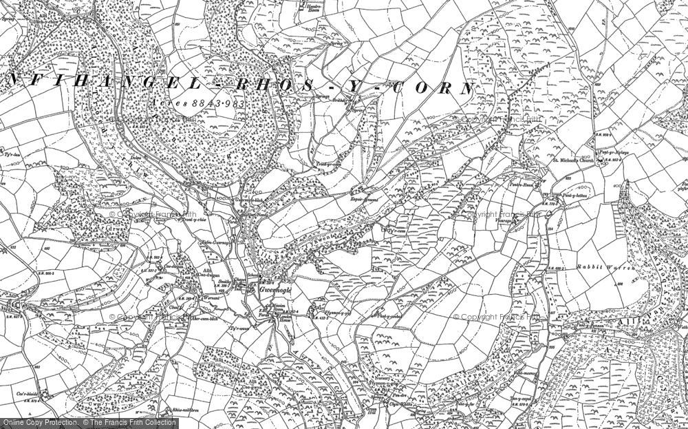 Old Map of Historic Map covering Afon Blotweth in 1887