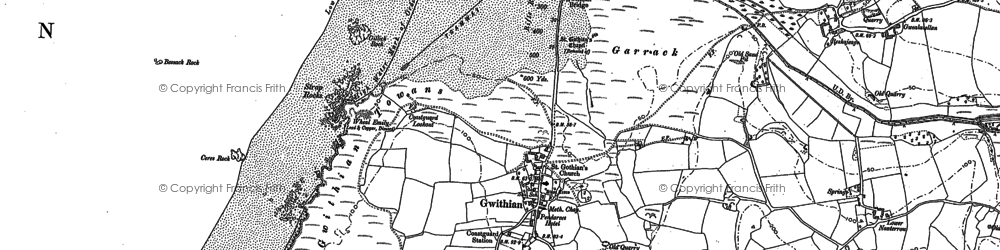 Old map of Gwithian in 1877
