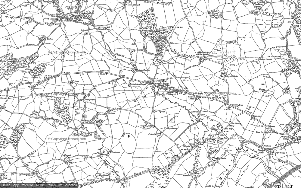 Old Map of Historic Map covering Brynllygoed in 1887