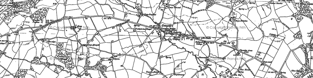Old map of Brynllygoed in 1887