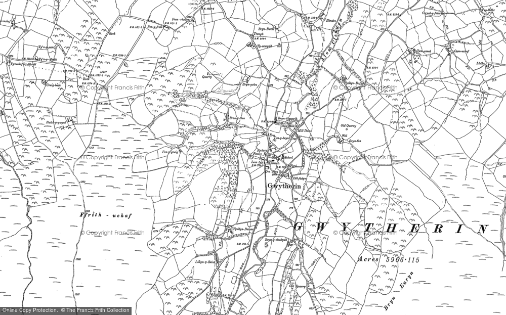 Old Map of Historic Map covering Bryn Poeth in 1899
