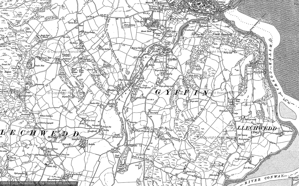 Old Map of Historic Map covering Benarth Hall in 1899