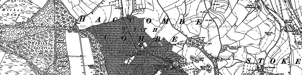 Old map of Haccombe in 1886