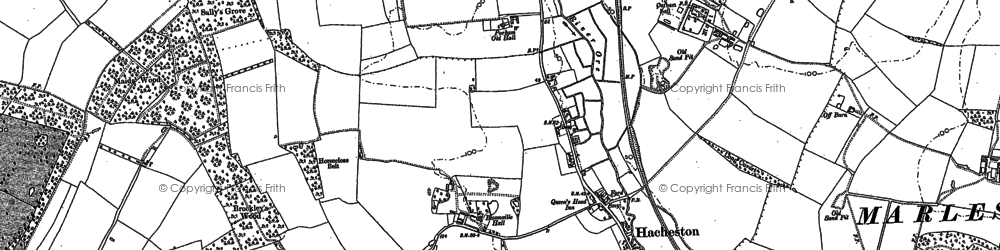 Old map of Hacheston in 1883