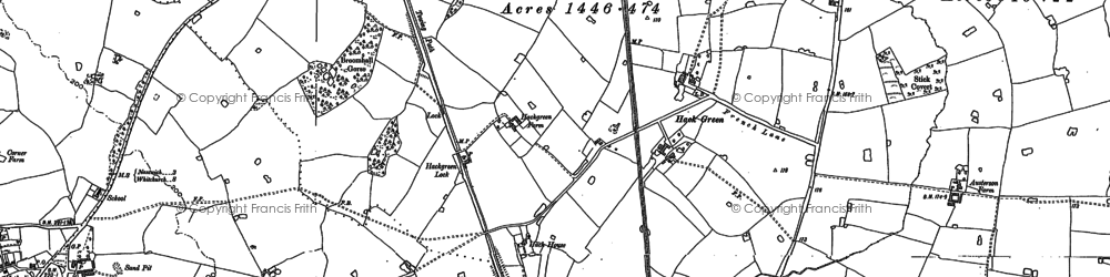 Old map of Hack Green in 1897