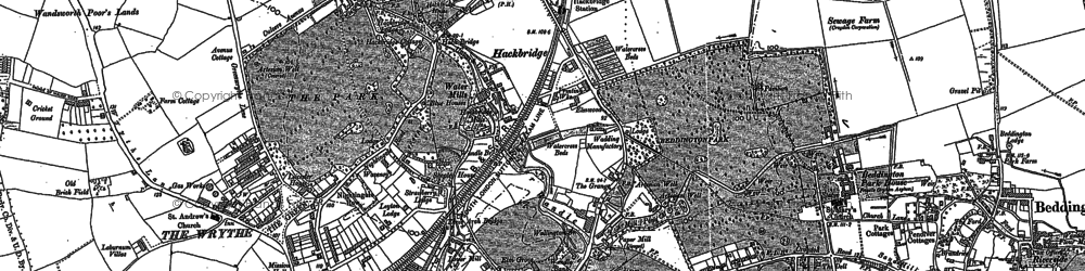 Old map of Hackbridge in 1894