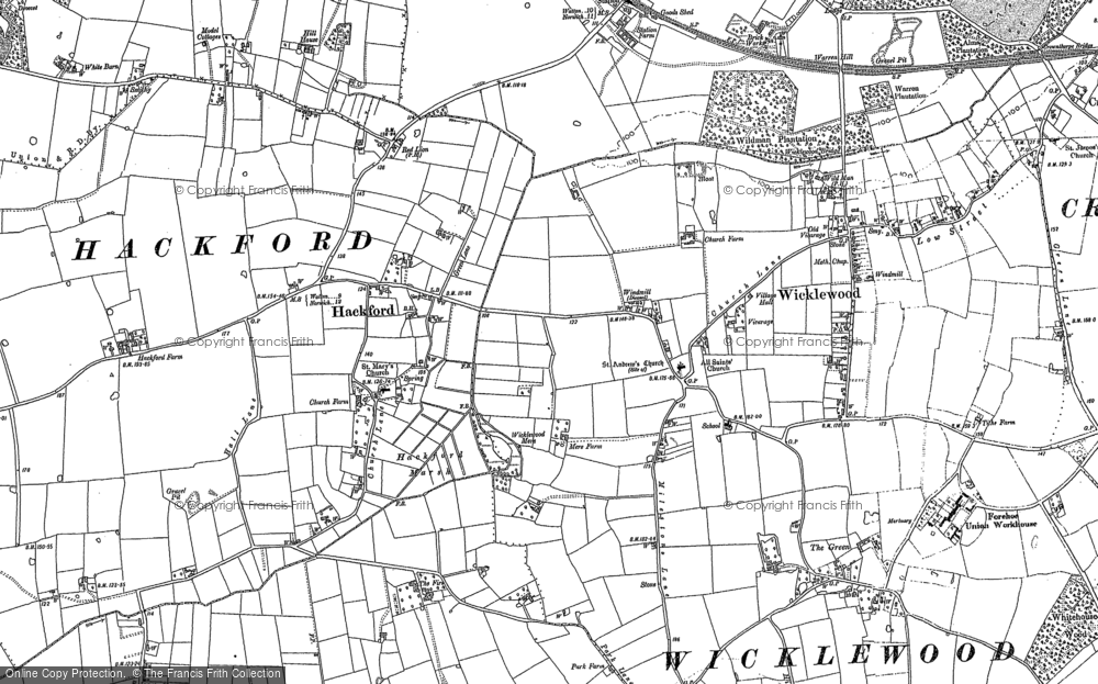 Old Map of Hackford, 1882 in 1882