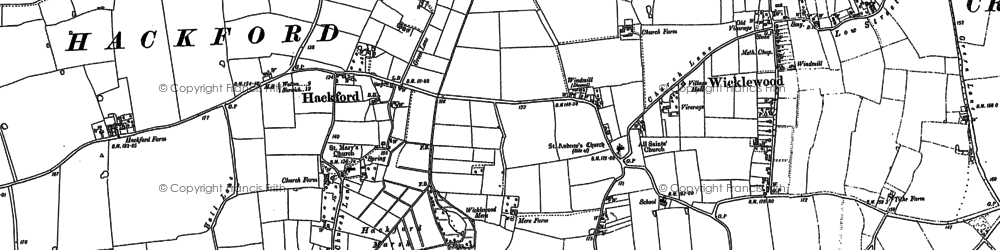 Old map of Hackford in 1882
