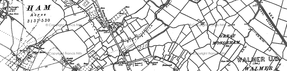 Old map of Hacklinge in 1872