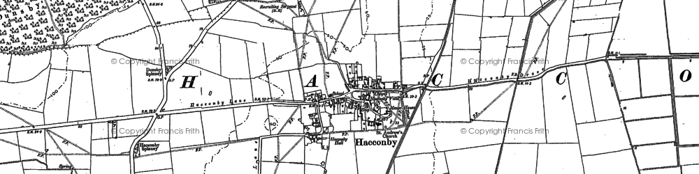 Old map of Haconby in 1887