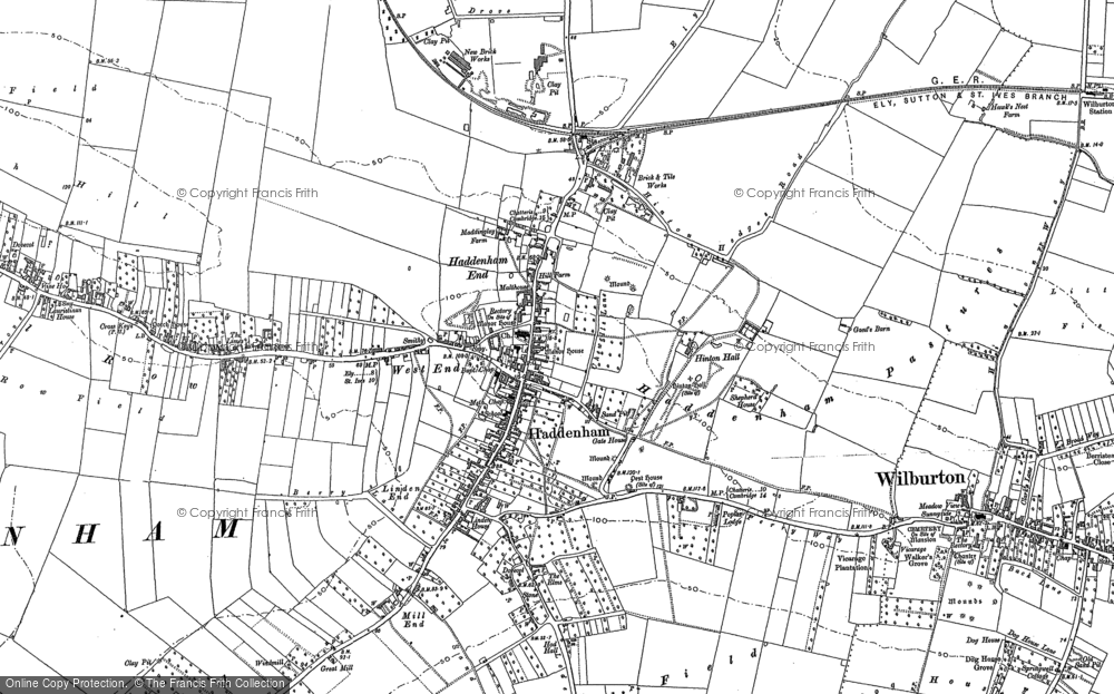 Old Map of Historic Map covering Haddenham End Field in 1887