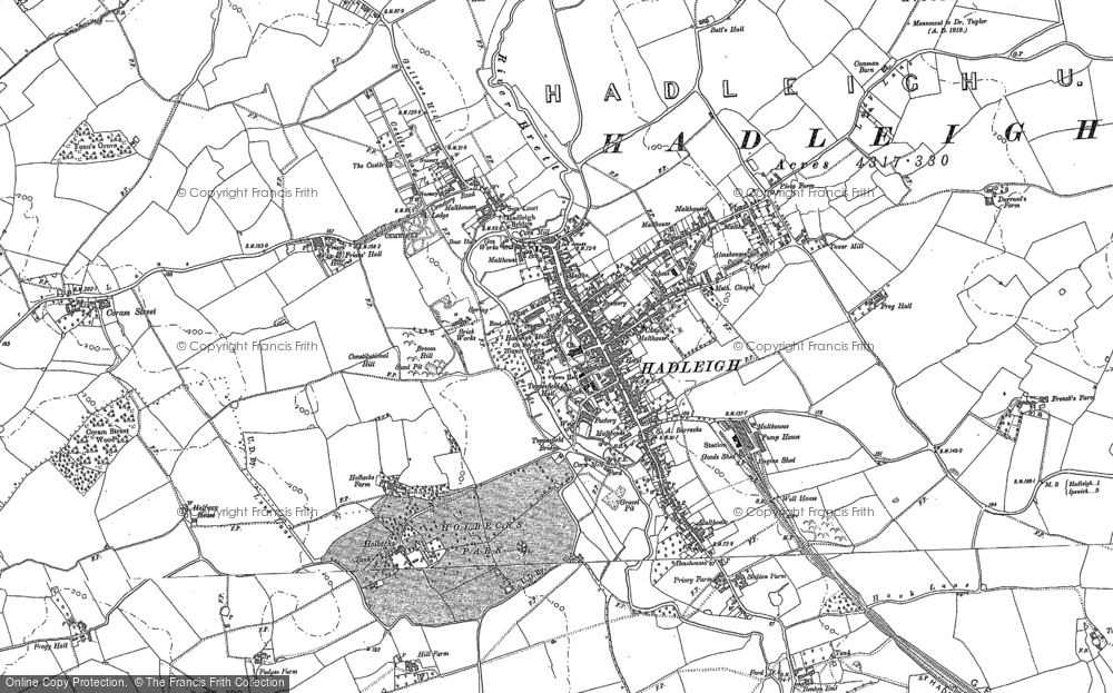 Old Map of Hadleigh, 1884 in 1884