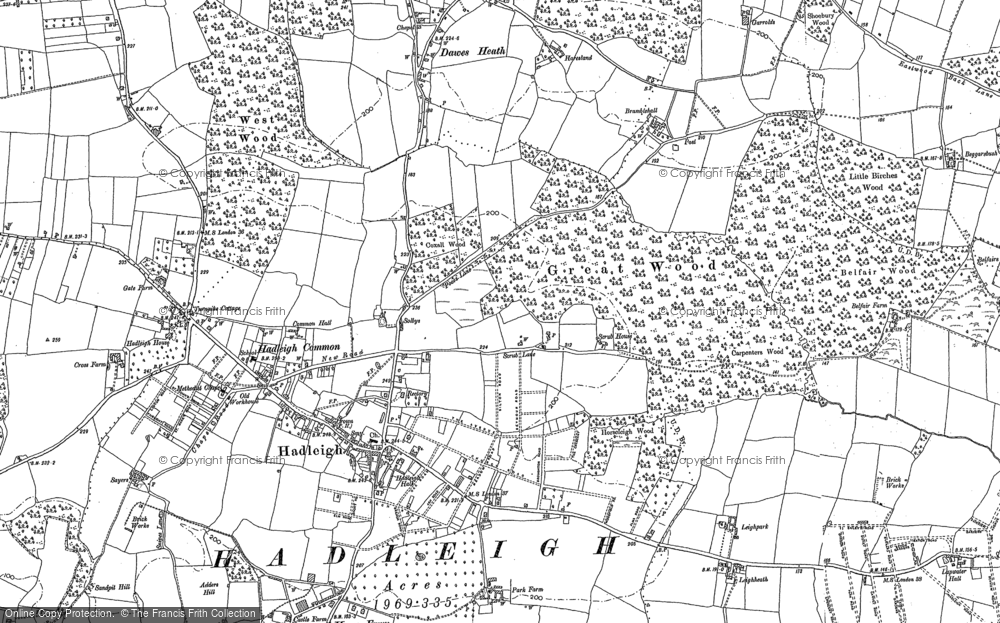 Old Map of Hadleigh, 1895 in 1895