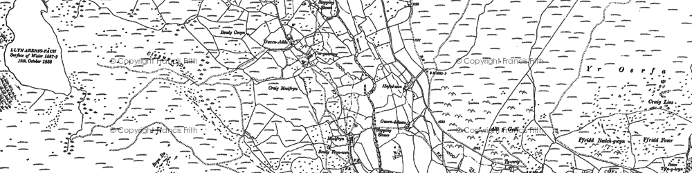 Old map of Capel Celyn in 1887