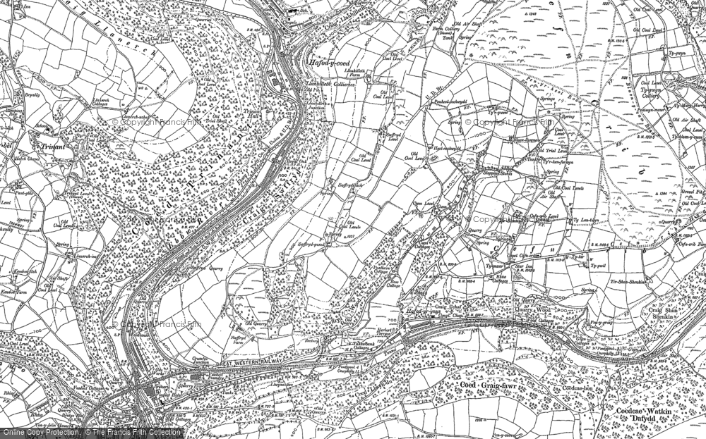 Old Map of Historic Map covering Cefn-y-Crib in 1899