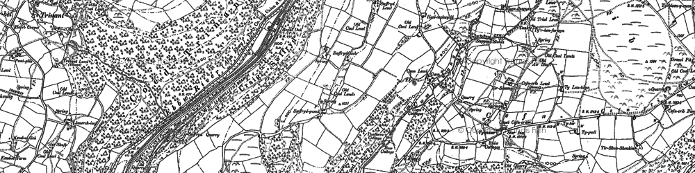 Old map of Cefn-y-Crib in 1899