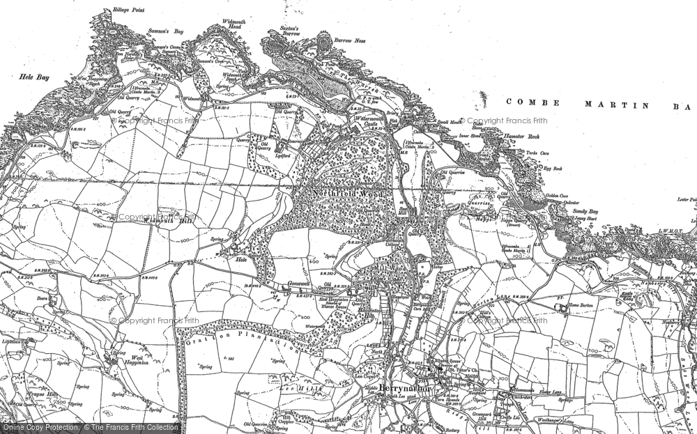 Old Map of Historic Map covering Hele in 1886