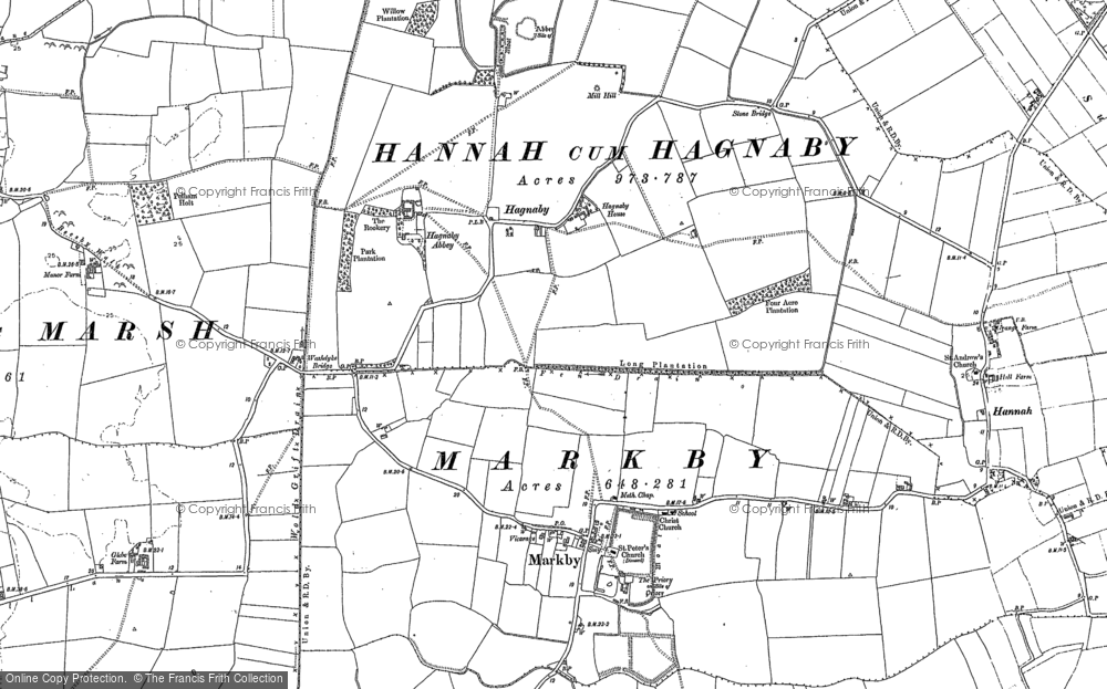Old Map of Hagnaby, 1887 - 1905 in 1887