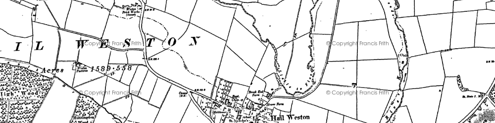 Old map of Hail Weston in 1900