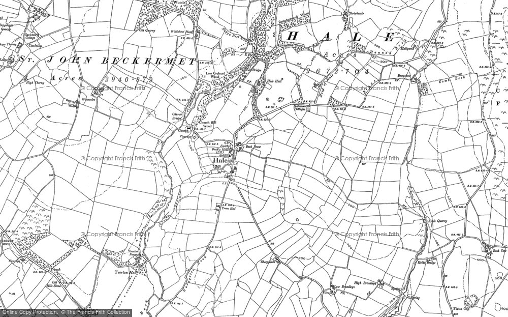 Old Map of Historic Map covering Whitehow Head in 1898