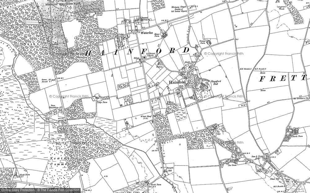 Old Map of Historic Map covering New Hainford in 1882