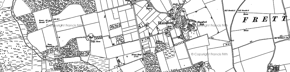 Old map of Hainford in 1882