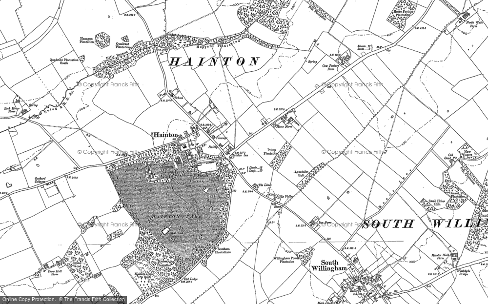 Old Map of Historic Map covering Hainton Hall in 1886