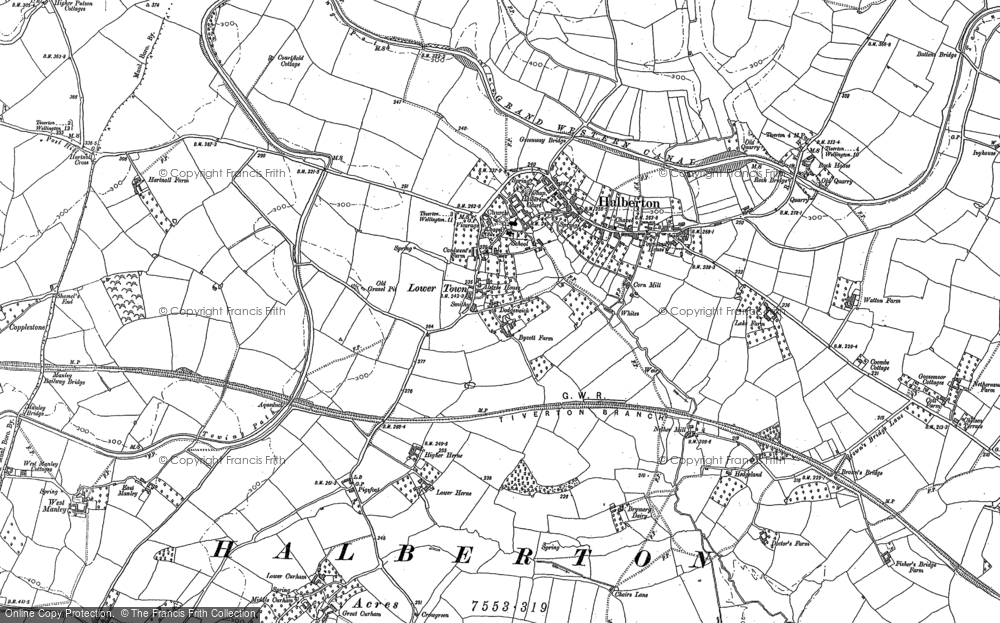Old Map of Halberton, 1887 in 1887
