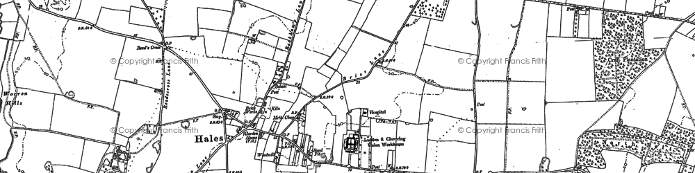 Old map of Hales Green in 1884