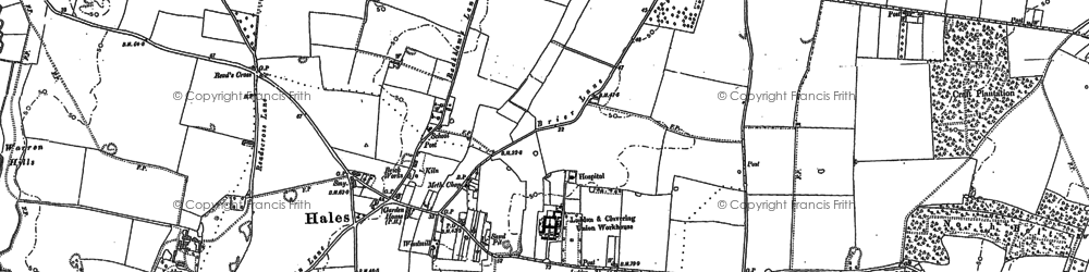 Old map of Loddon Hall in 1884