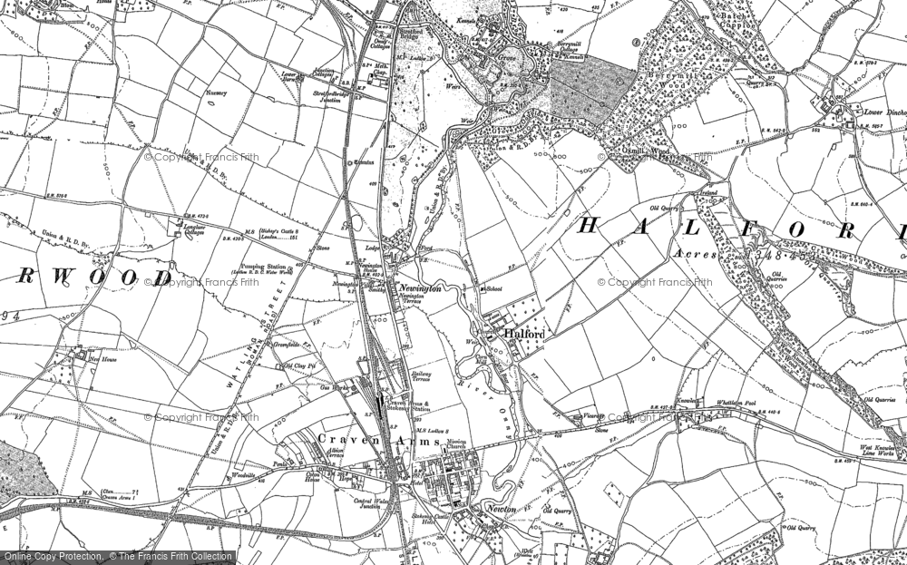 Old Map of Halford, 1883 in 1883
