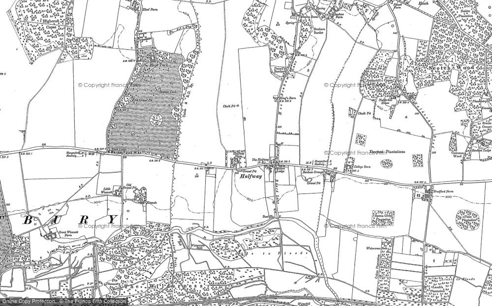 Old Map of Historic Map covering Benham Grange in 1898