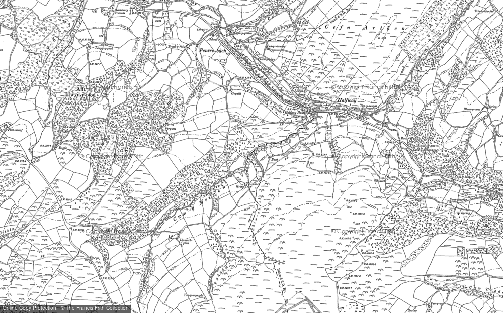 Old Map of Historic Map covering Afon Gwydderig in 1903