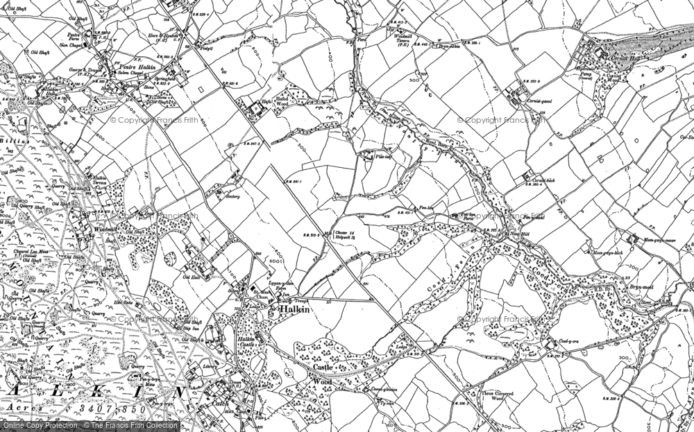 Old Map of Historic Map covering Halkyn Mountain in 1898