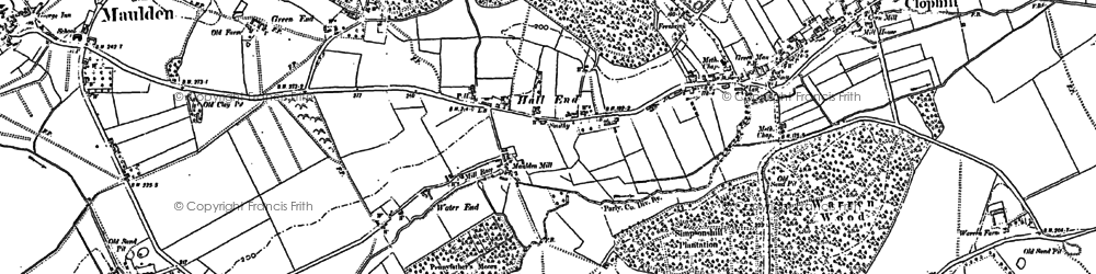 Old map of Hall End in 1882