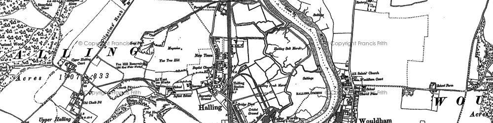 Old map of Halling in 1895