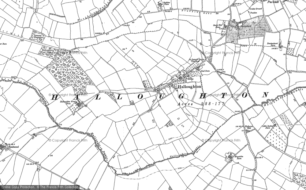 Old Map of Halloughton, 1883 in 1883