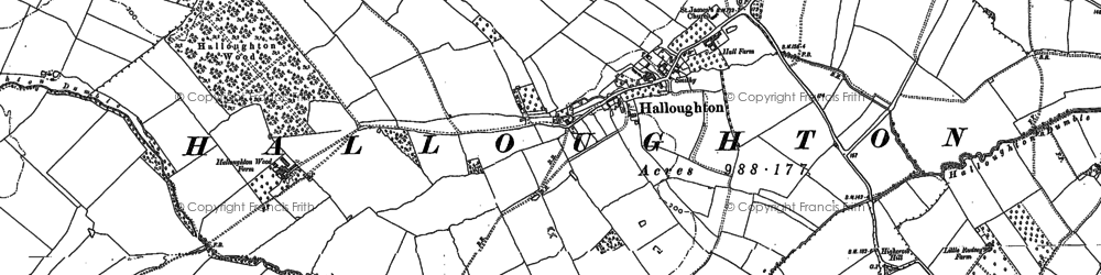 Old map of Halloughton in 1883