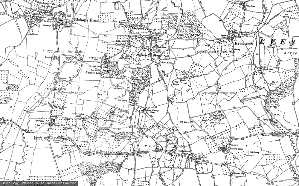 Old Map of Historic Map covering Bishops Frome in 1885