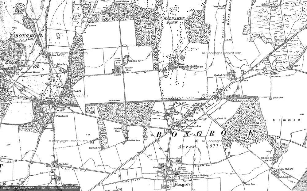Old Map of Historic Map covering Boxgrove Common in 1896